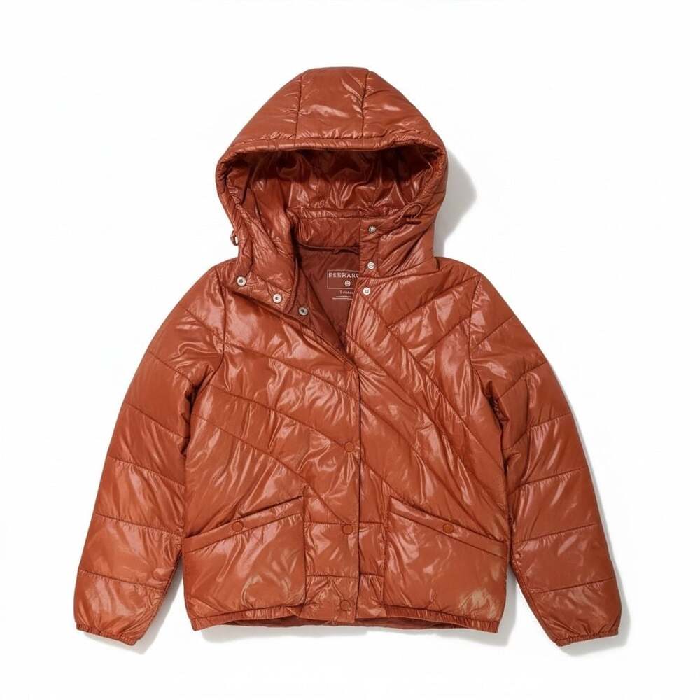 Bernardo Shiny Quilted Hooded Puffer Jacket